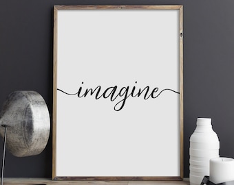 Stellen Sie sich vor druckbare Wandkunst, Inspirations Poster, One Line Word druckbare Kunst, Schlafzimmer Typografie Print, Wohnkultur, SOFORTIGER DOWNLOAD