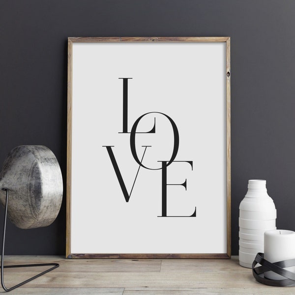 Love Printable Wall Art, Love Sign, Modern Bedroom Poster, Inspirational One Word Minimalist Typography Print, Home Decor, INSTANT DOWNLOAD