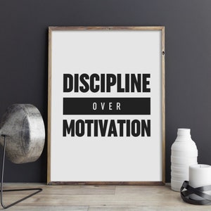 Discipline Over Motivation Print, Gym Poster, Inspirational Printable Wall Art, Fitness Motivational Quote, Office Decor, INSTANT DOWNLOAD