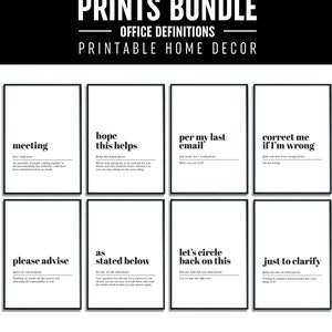 Digital Prints BUNDLE, 8 Definitions Printable Quotes Art, Funny Office Decor, Work From Home Posters, Gallery Wall Set, INSTANT Download