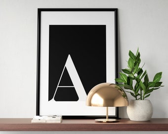 Printable Letter, Letter Sign, Black Background, Initial Printable Wall Art, Letters Poster, Alphabet Print, Letter Sign, DIGITAL DOWNLOAD