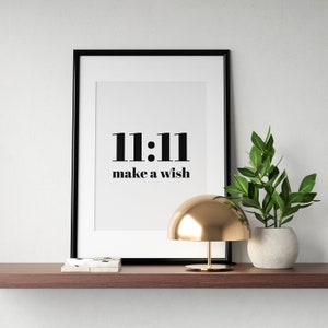 11:11 Make A Wish Print, Angel Number Sign, Affirmation Poster, 1111 Manifesting, Manifestation Lucky Number, Home Decor, INSTANT DOWNLOAD