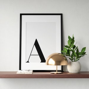 Carta para impressão, placa de letra, arte de parede para impressão, pôster de letras, impressão de tipografia do alfabeto, arte de letra minimalista inicial DOWNLOAD DIGITAL