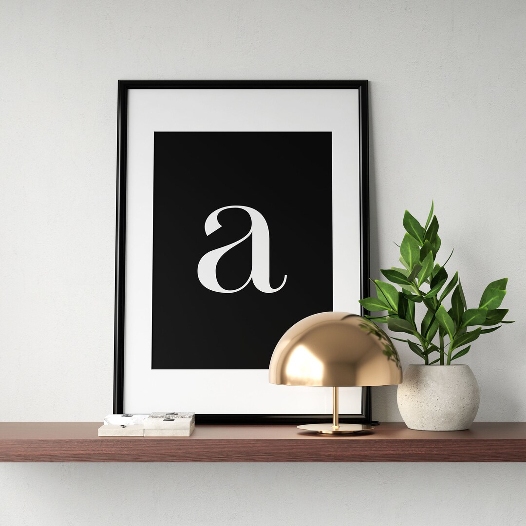 Printable Letter, Black Background Letter Sign, Letters Poster