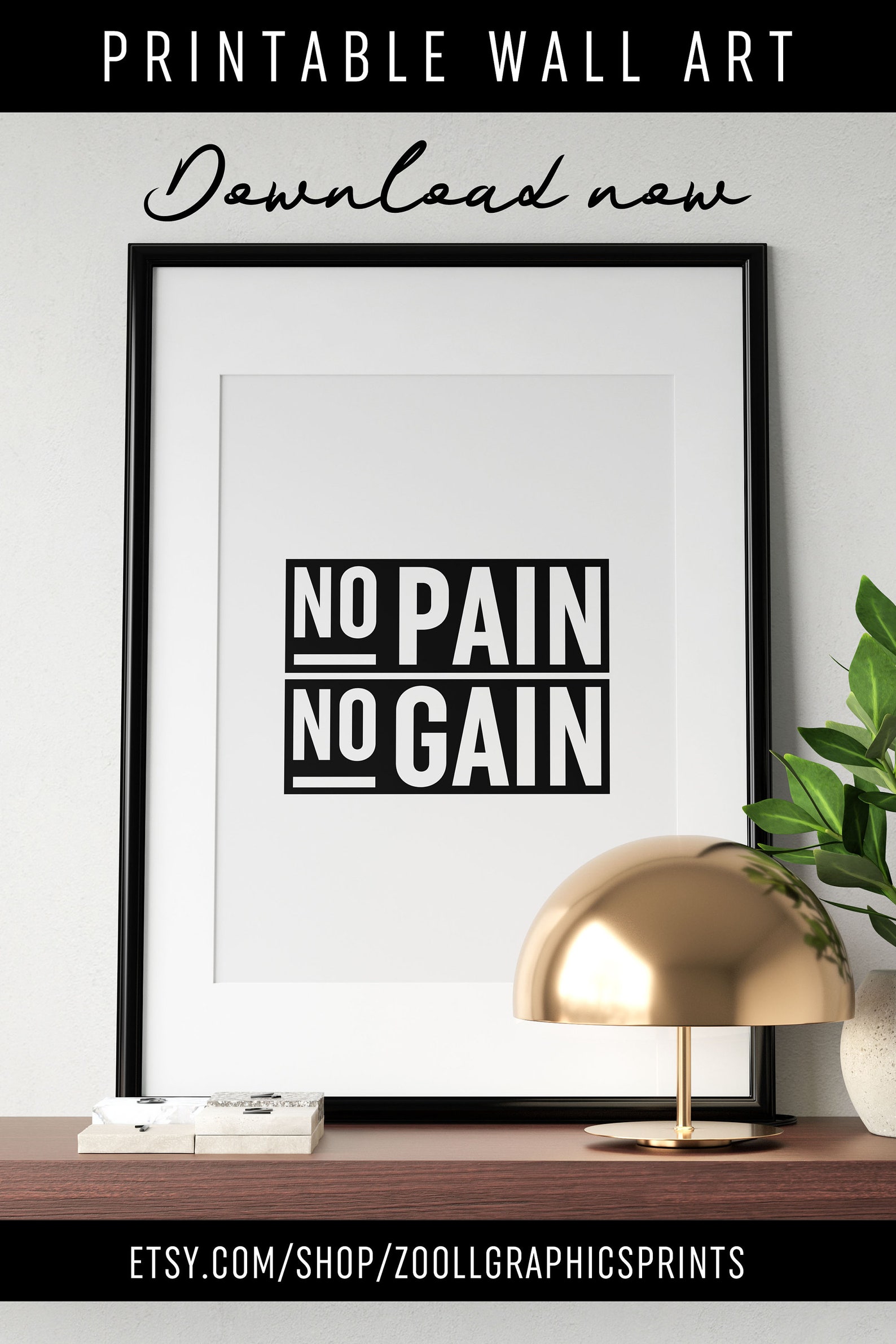No Pain No Gain Print Gym Poster Inspirational Printable - Etsy