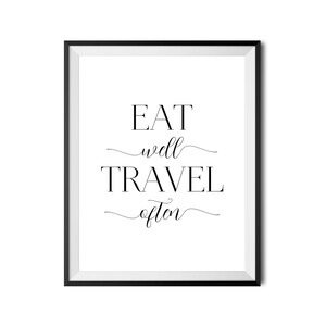 Eat Well Travel Often Printable Art, Inspirational Bedroom Wall Art ...