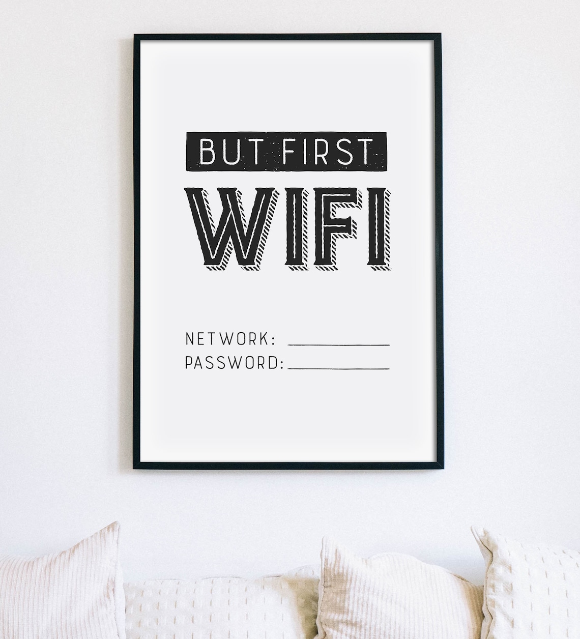 But First Wifi Printable Art Printable Wifi Password Sign | Etsy