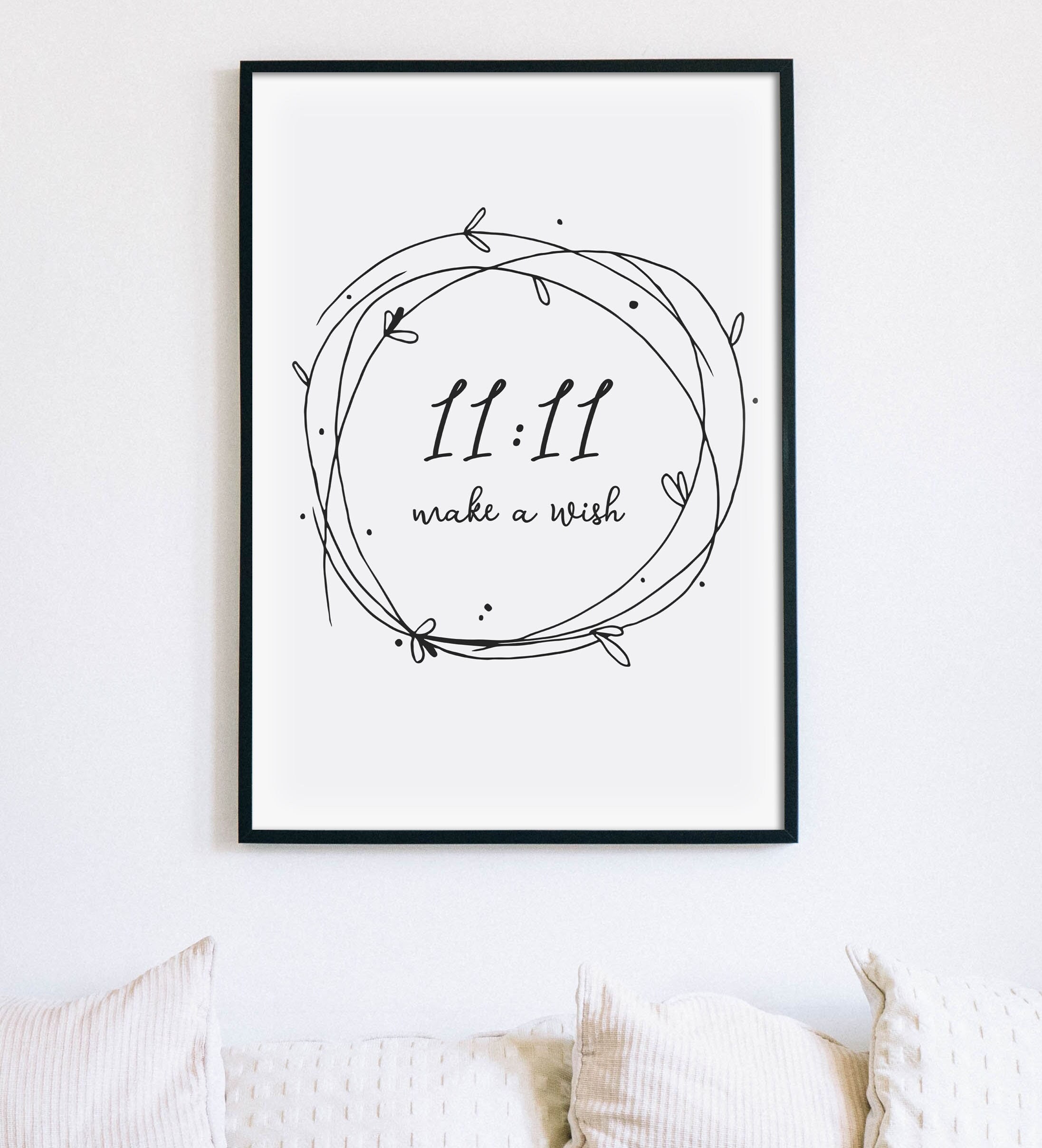 11:11 Make A Wish Print, Angel Number Sign, Affirmation Poster