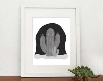 Mama + Baby Cacti | Modern Art Print