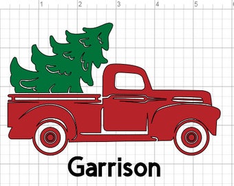 Iron On Heat Transfer Vinyl Christmas Decal - Christmas Truck with Name