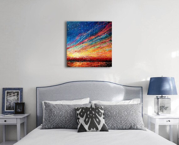 Gold Clouds Painting Sky Sunset Painting Sunset Wall Art Seascape Painting Sunset Art Orange Sky Painting Ocean Painting Sea Sunset