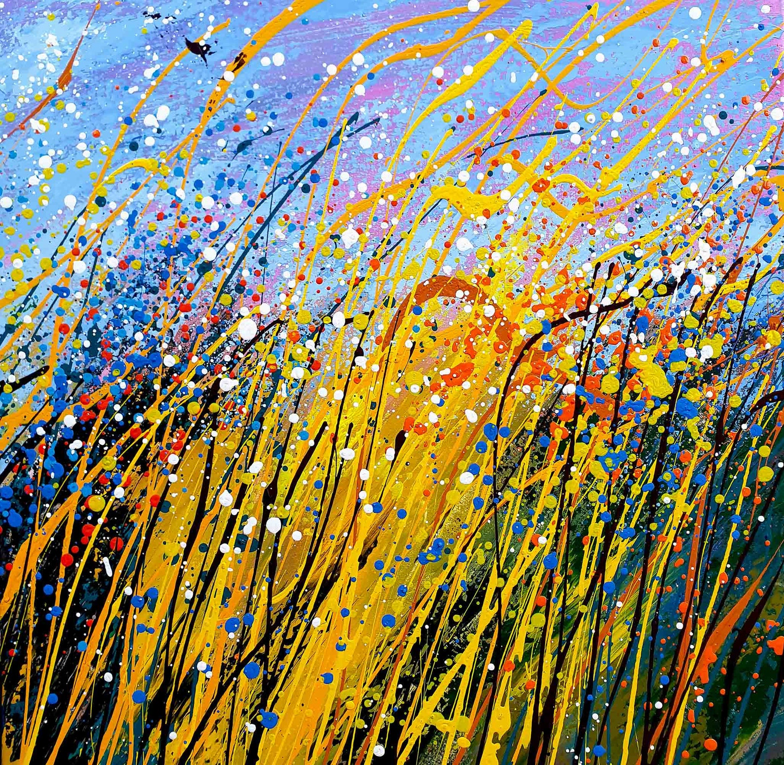 Field abstract painting Wild grasses modern art Blooming Etsy