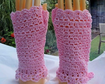 pretty in pink cotton fingerless gloves