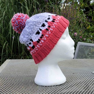 BaaBel Bobble Hat in Pink and Grey