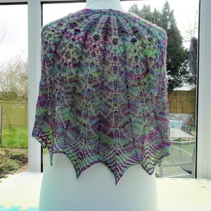 Featherweight Shawl in Shades of Blue, Green and Purple