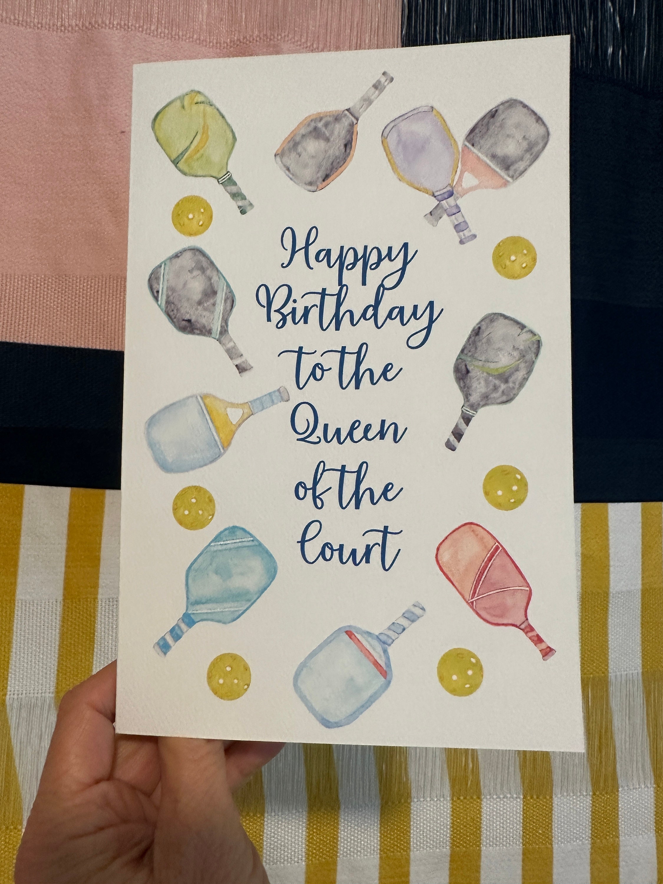 Funny Pickleball Birthday Card: Watercolor Design