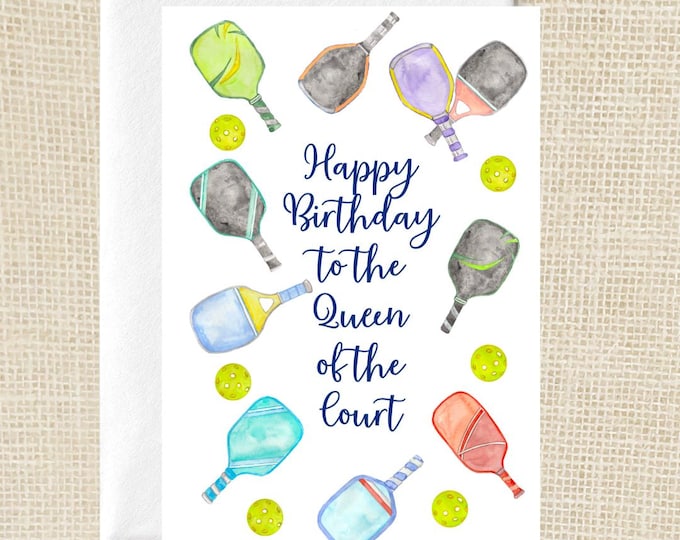 Pickleball Birthday Card – Queen of the Court / King of the Court – Pickleball Lover Gift