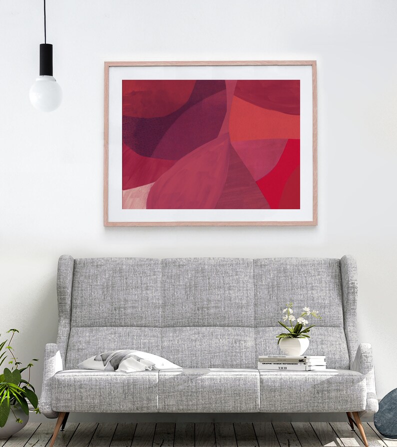 Red Abstract Art Downloadable Printable Prints Modern Painting Etsy