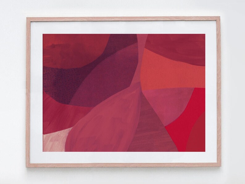 Red Abstract Art Downloadable Printable Prints Modern Painting Etsy