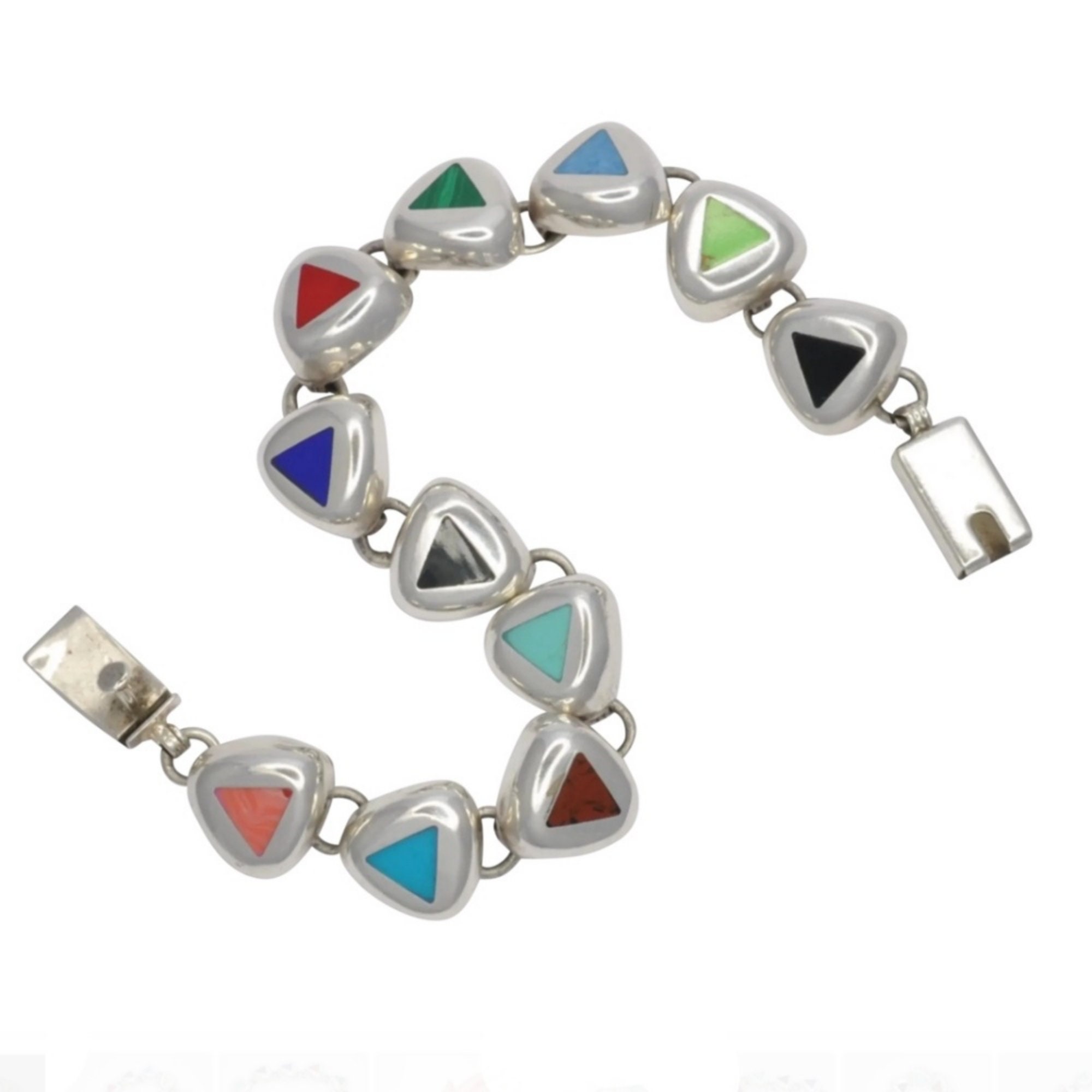 Vintage Mexican Multi Stone Silver Bracelet - Etsy