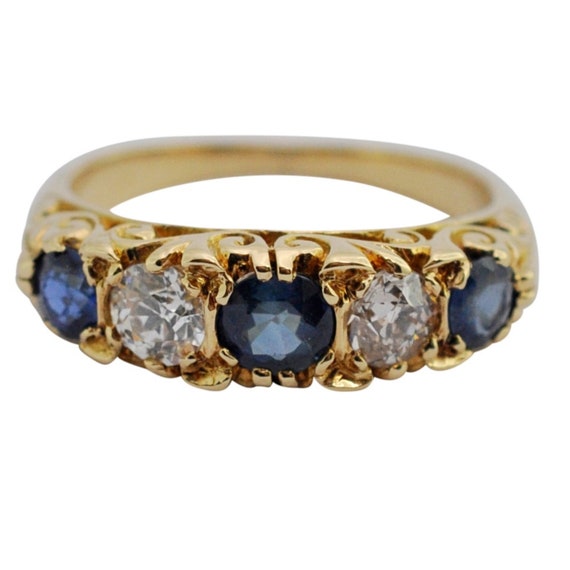 5 stone sapphire cheap and diamond ring