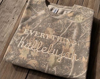 Embroidered Camo Crewneck Sweatshirt | Everything Hallelujah | Cozy Pullover