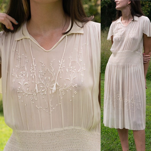 1920s/1930s Hungarian cotton gauze dress