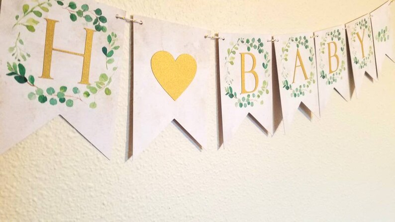 Greenery Baby Shower Banner Eucalyptus Baby Shower Banner Modern Baby Shower Banner Floral Baby Shower Banner