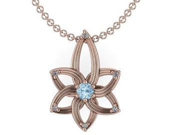 ELENTARI: Von den Elfen inspirierter Stern Anhänger | Himmlischer Anhänger | Blumen Anhänger | Elfen Anhänger | Aquamarin & Diamant Anhänger
