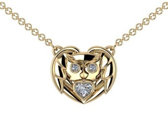 ULUKA : Diamond Owl Heart Necklace | Power Animal | Owl Spirit Animal | Owl Totem | Owl Pendant | Witchy Owl Jewelry