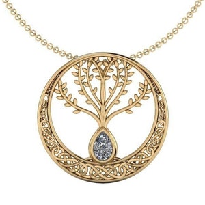 CRANN BETHADH : Celtic Tree of Life Pendant with Diamond | Tree of Life Necklace | Celtic Jewelry | Irish Jewelry