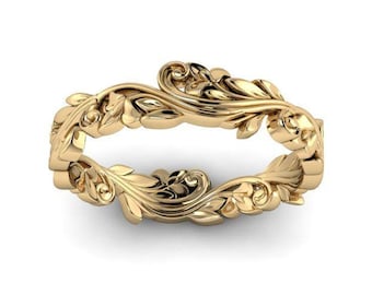 RÍË : Elvish Inspired Wedding Ring | Elven Floral Crown Ring | Elvish Crown Ring |  Wreath Ring | Unique Engagement Ring | Wedding Band
