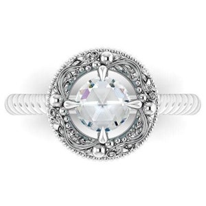 OIOLOSSË: Anello di fidanzamento ispirato agli elfi / Anello di fidanzamento con diamante naturale o moissanite / Anello nuziale dei boschi / Anello della regina degli elfi