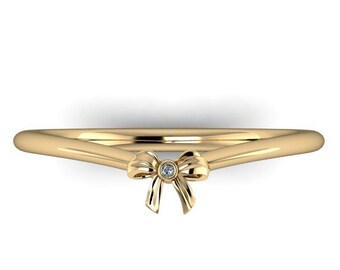 TINY BOW BAND : Delicate Contour Band | Curved Band | Bow Wedding Ring | Stacking Band | Unique Engagement Ring | Wedding Band