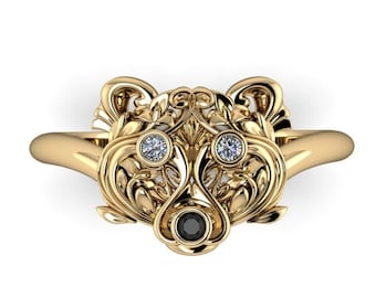 ARTIO : Spirit Bear Ring | Power Animal Ring | Bear Spirit Animal | Bear Totem | Bear Engagement Ring | Gold or Platinum Bear Ring