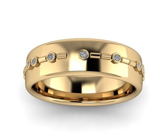 BINARY LOVE: anello di fidanzamento con tema informatico, anello con codice binario, anello scientifico, anello matematico, fede nuziale unisex con diamanti, fede nuziale maschile.