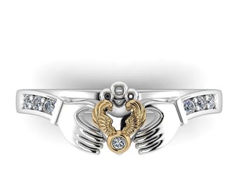 WINGED CLADDAGH : Wizard-Inspired Claddagh Ring with conflict-free Canadian Diamonds in your choice of metals!