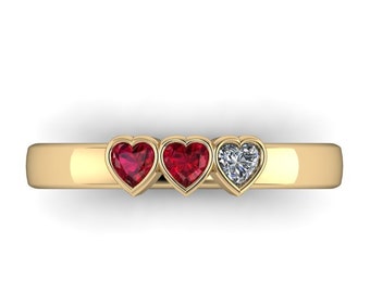 HEART BAR : Video Game Inspired Natural Ruby & Diamond Ring in Your Choice of Metals! Wedding Band, Promise Ring or Engagement