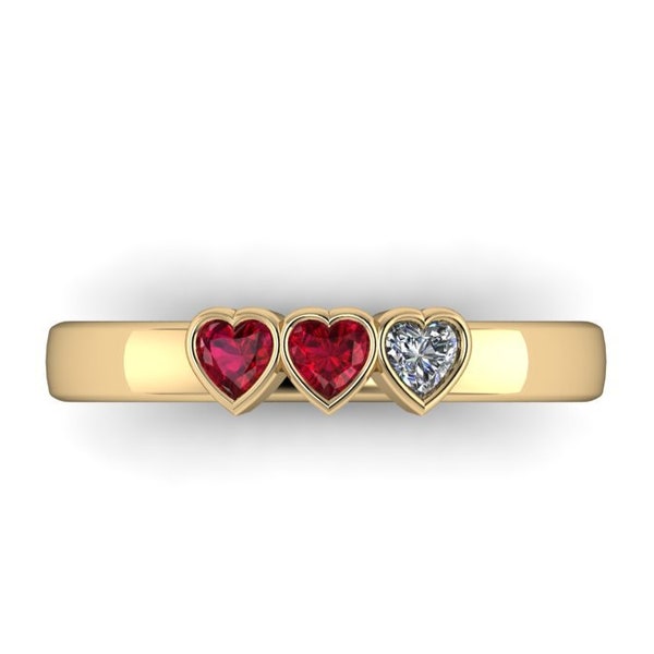 HEART BAR : Video Game Inspired Natural Ruby & Diamond Ring in Your Choice of Metals! Wedding Band, Promise Ring or Engagement