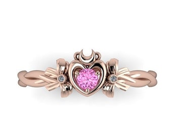 TINY MOON SQUAD : Anime Inspired Heart Ring | Choose Your Gemstone | Gemstone Ring | Friendship Ring | Promise Ring | Dainty Engagement Ring