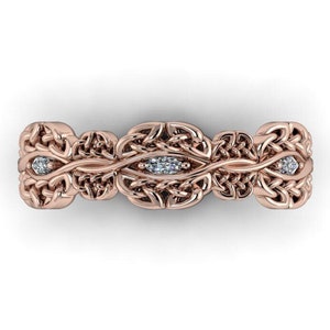 NASCTHA : Diamond Celtic Knotwork Wedding Ring | Irish Lace Wedding Ring | Celtic Ring | Irish Ring | Scottish Ring | Welsh Ring