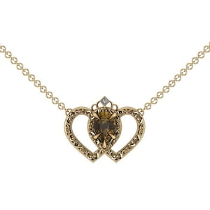 LUCKENBOOTH : Scottish Love Token | Smokey Quartz & Diamond Necklace | Celtic Pendant | Scottish Heart Jewelry | Scottish Anniversary Gift