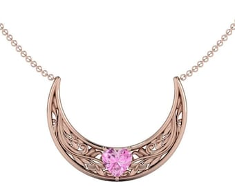PRETTY MOON CIRCLET: op anime geïnspireerde maansikkel of tiara | Kies je edelsteen | Hart edelsteen maanhanger