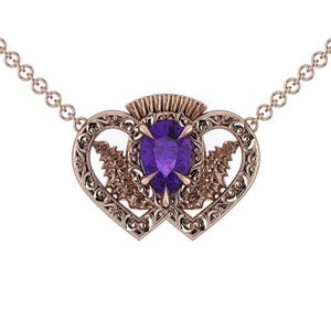 THISTLE LUCKENBOOTH: símbolo de amor escocés / collar de amatista / colgante celta / joyería de corazón escocés / regalo de aniversario escocés