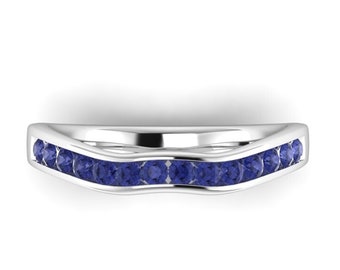 ROWENA : Matching Contour Wedding Band for my ROWENA Ring, set with Natural Blue Iolite - Wizard Inspired Ring!