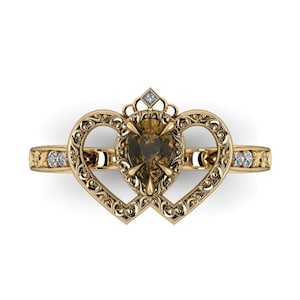 LUCKENBOOTH: Anillo de compromiso escocés / Anillo de cuarzo ahumado y diamantes / Anillo celta / Símbolo de amor escocés / Regalo de aniversario escocés