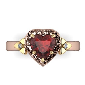 LOVE CONTAINER: Video Game Inspired Natural Garnet & Diamond Ring in Your Choice of Metals! Wedding Band, Promise Ring or Engagement
