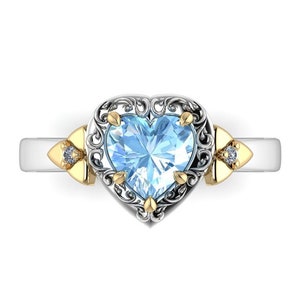 LOVE CONTAINER: Video Game Inspired, Sky Blue Topaz & Diamond Ring in Your Choice of Metals! Wedding Band, Promise Ring or Engagement