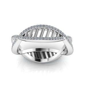 DIAMOND HELIX : DNA Inspired Ring, Sciene Themed Engagement Ring, Diamond Enternity Band or Wedding Band.