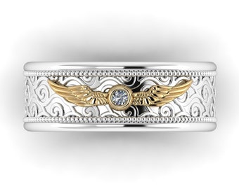 ALWAYS - WINGED : Wizard Inspired Ring in Your Choice of Metals! Wedding Band, Promise Ring or Engagement